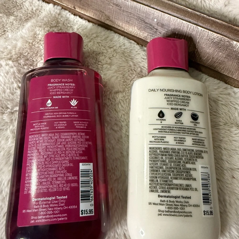 Bath & Body Works Strawberry Snowflakes Body Wash and Lotion